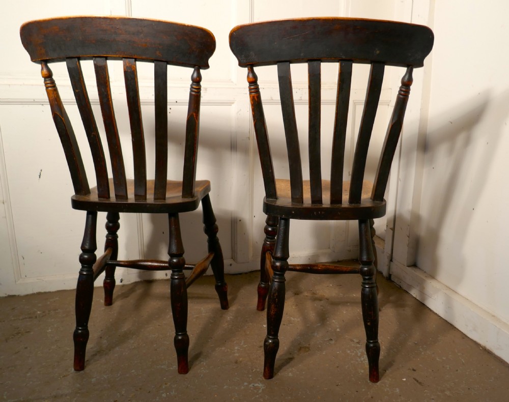 A pair of Victorian Beech & Elm Splat Back Chairs View IV