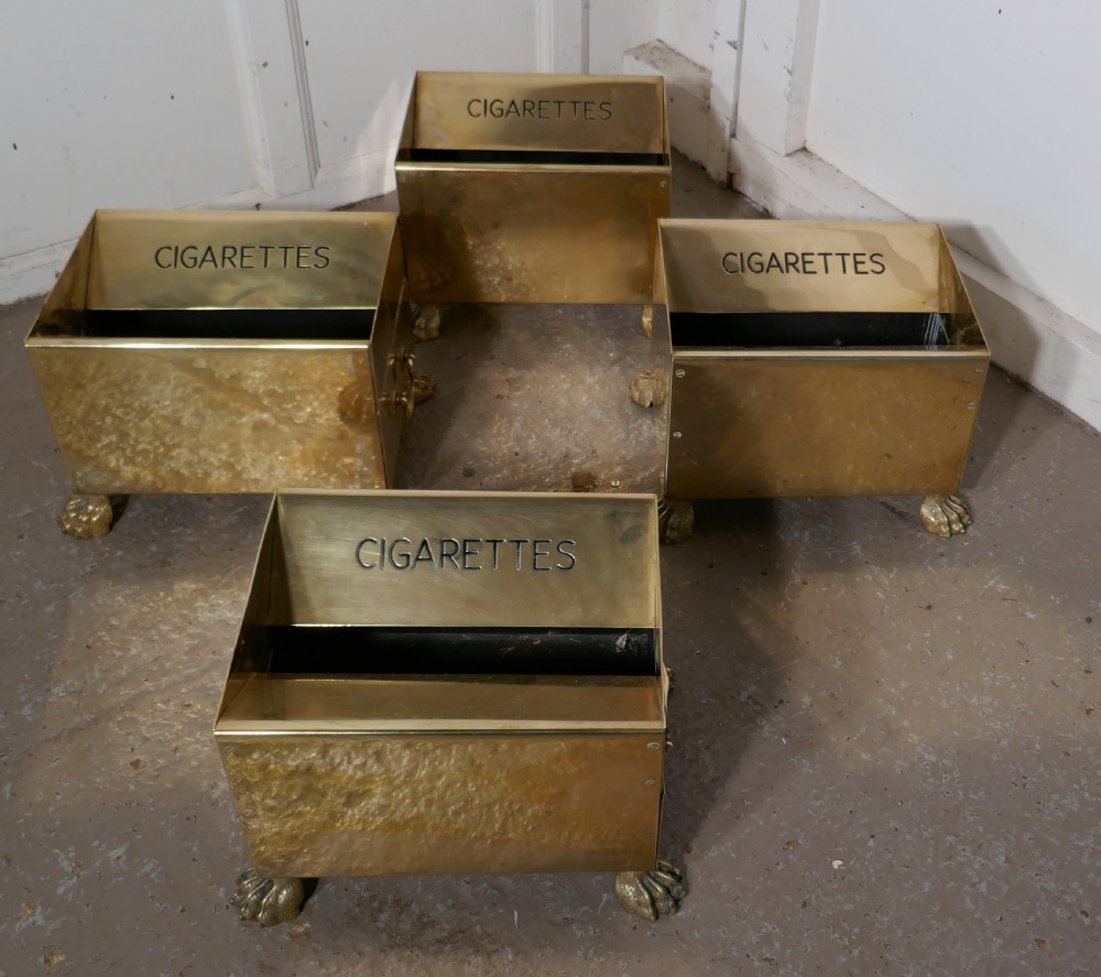 Set of 4 Art Deco Vintage Brass Hotel Floor AshTrays View V