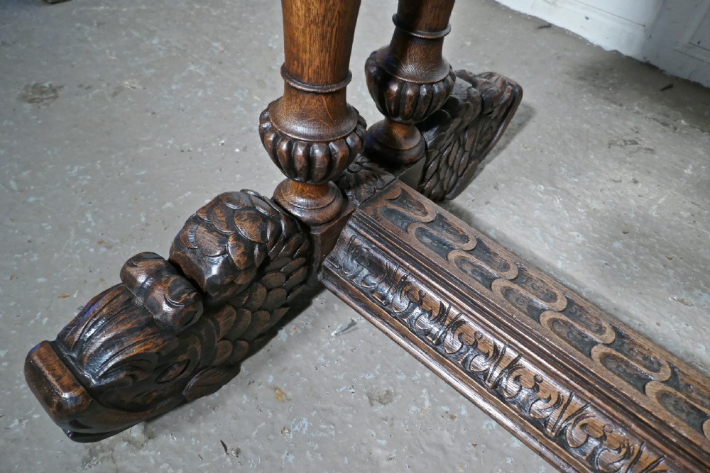 19th Century Green Man Carved Golden Oak Hall or Centre Table View IV