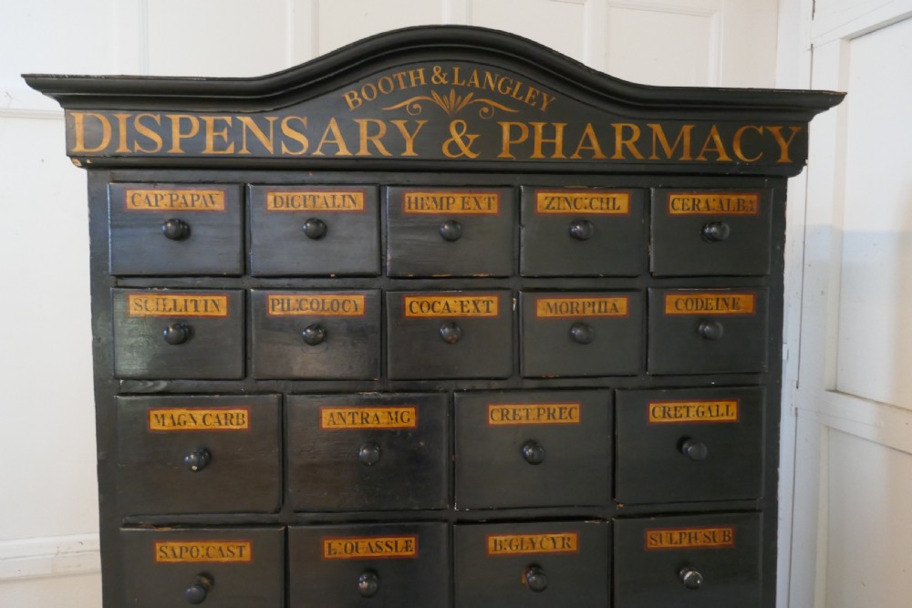 19th Century Chemist Drawers 37 Drawer, Painted Pharmacists Cabinet View II