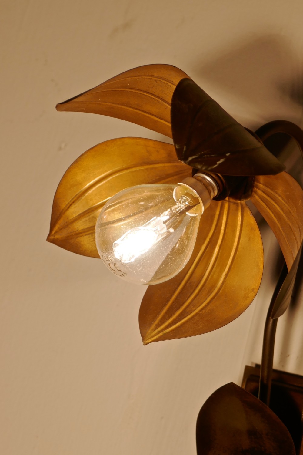 A Pair of French Art Deco Toleware Sunflower Wall Lights View II