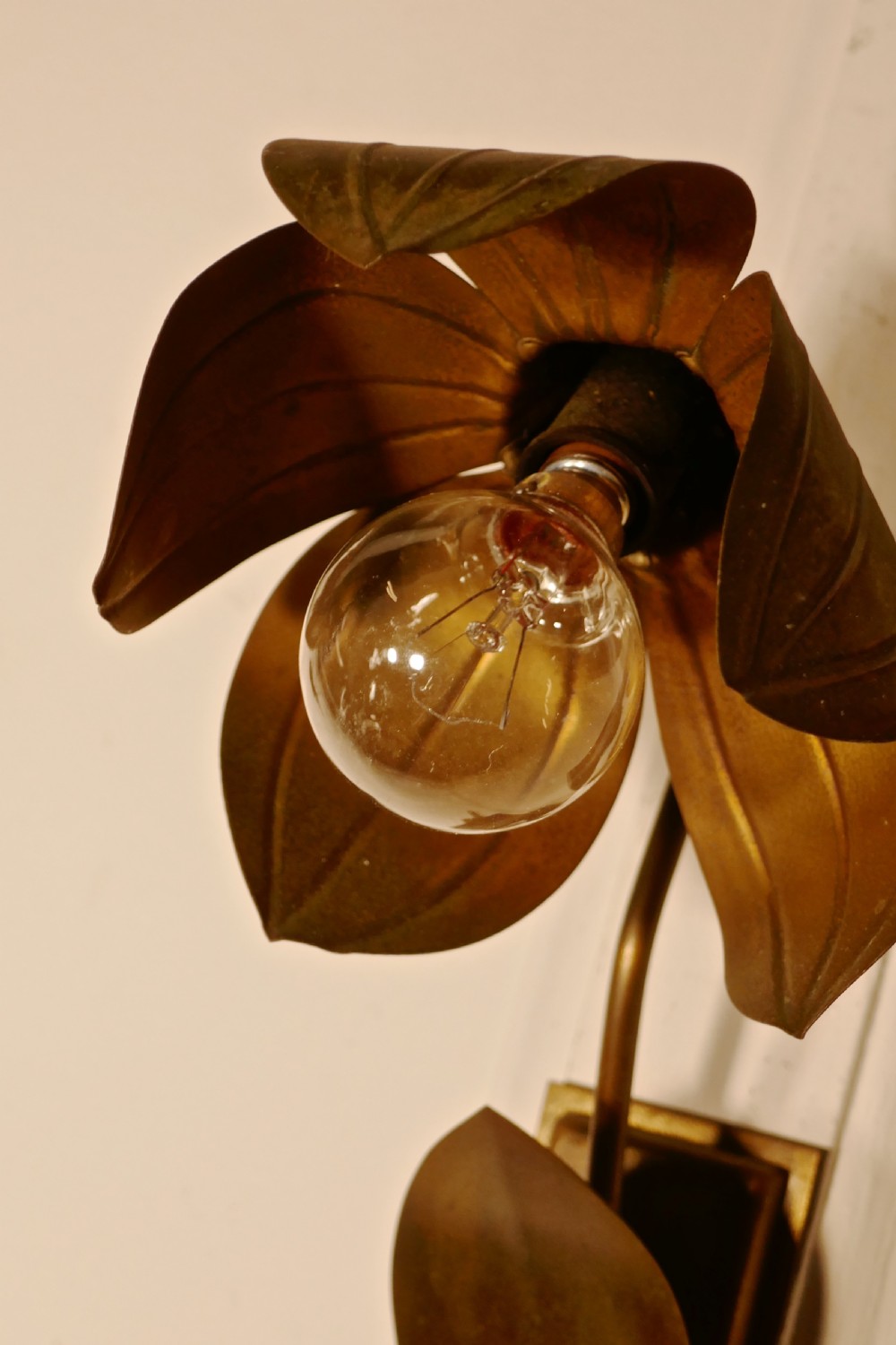 A Pair of French Art Deco Toleware Sunflower Wall Lights View III