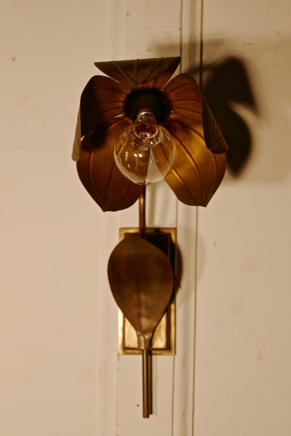 A Pair of French Art Deco Toleware Sunflower Wall Lights View IV