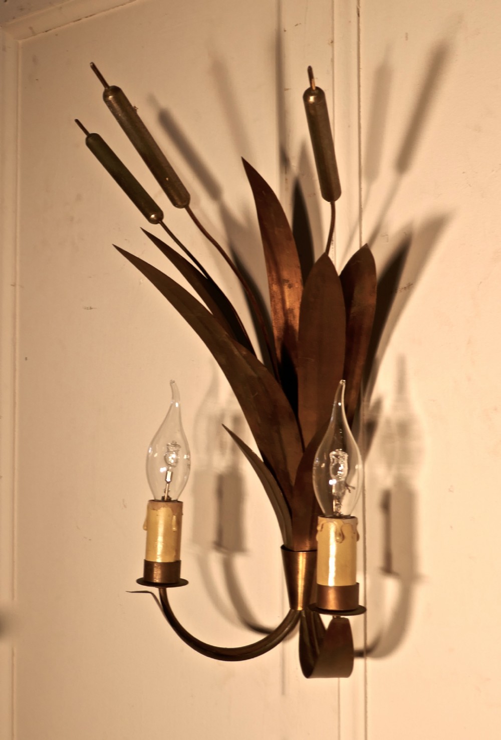 A French Art Deco Toleware Twin Wall Light