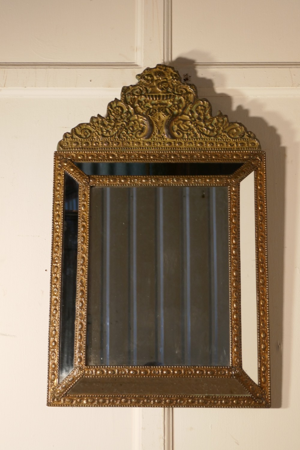 A Large Napoleon III French Brass Cushion Mirror