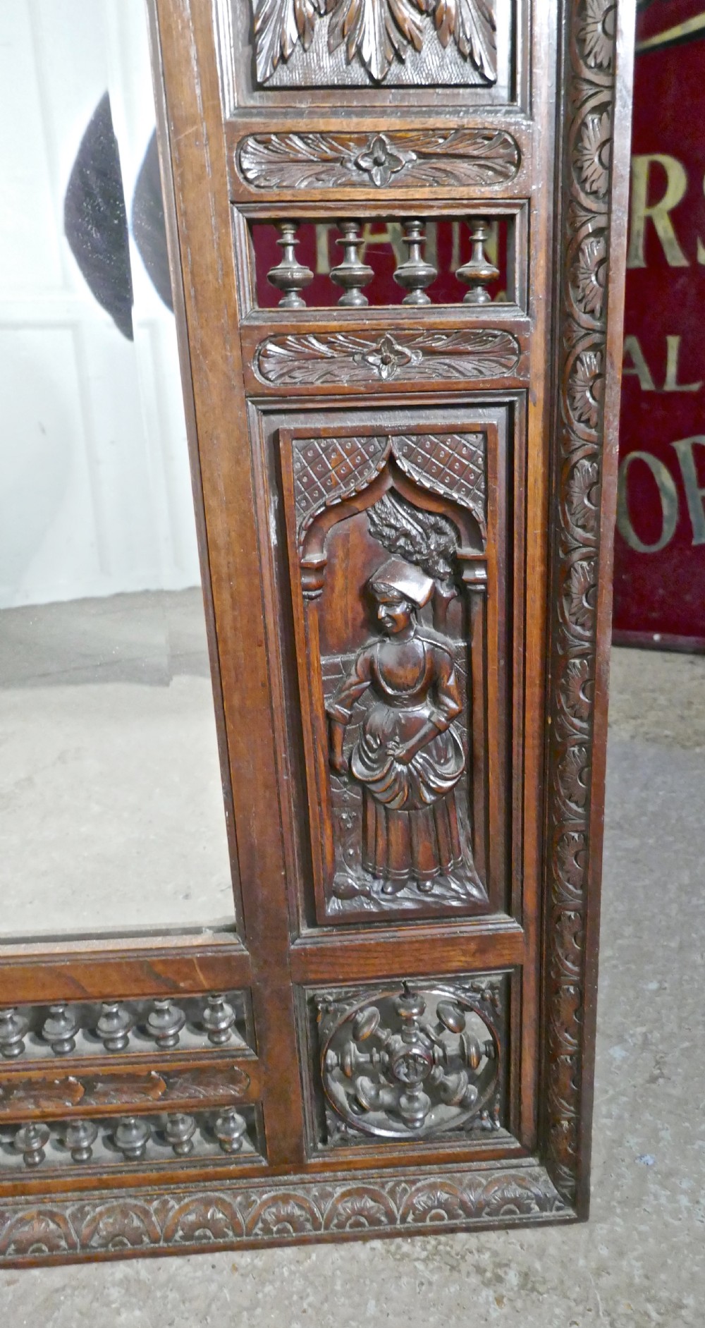 Very Large Bretton Carved Oak Wall Mirror View II