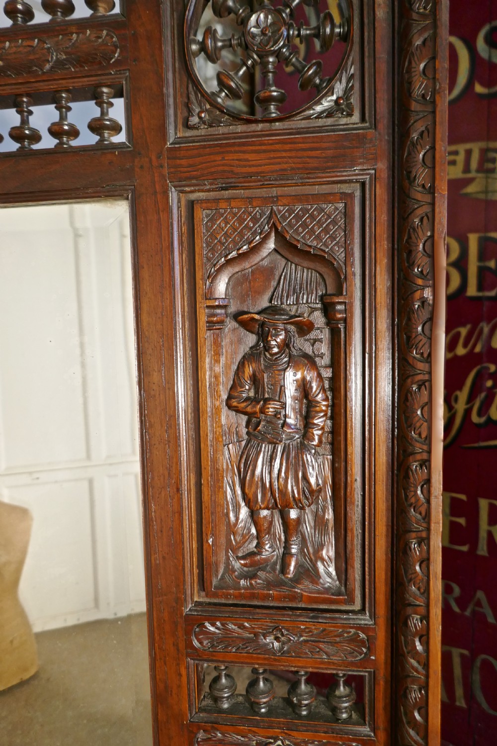 Very Large Bretton Carved Oak Wall Mirror View V