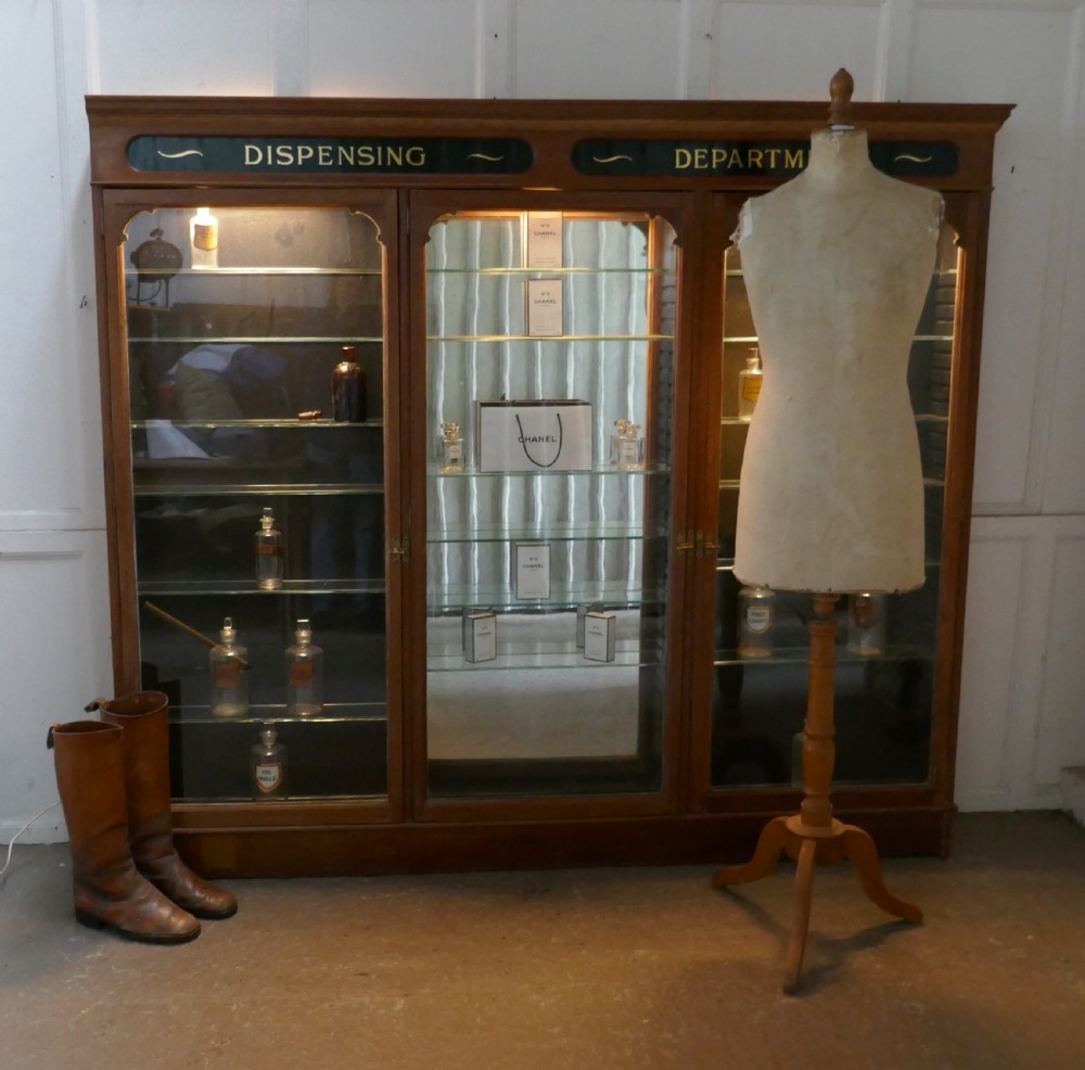 3 Door Edwardian Glazed Mahogany Chemists Pharmacy Cabinet  View VI