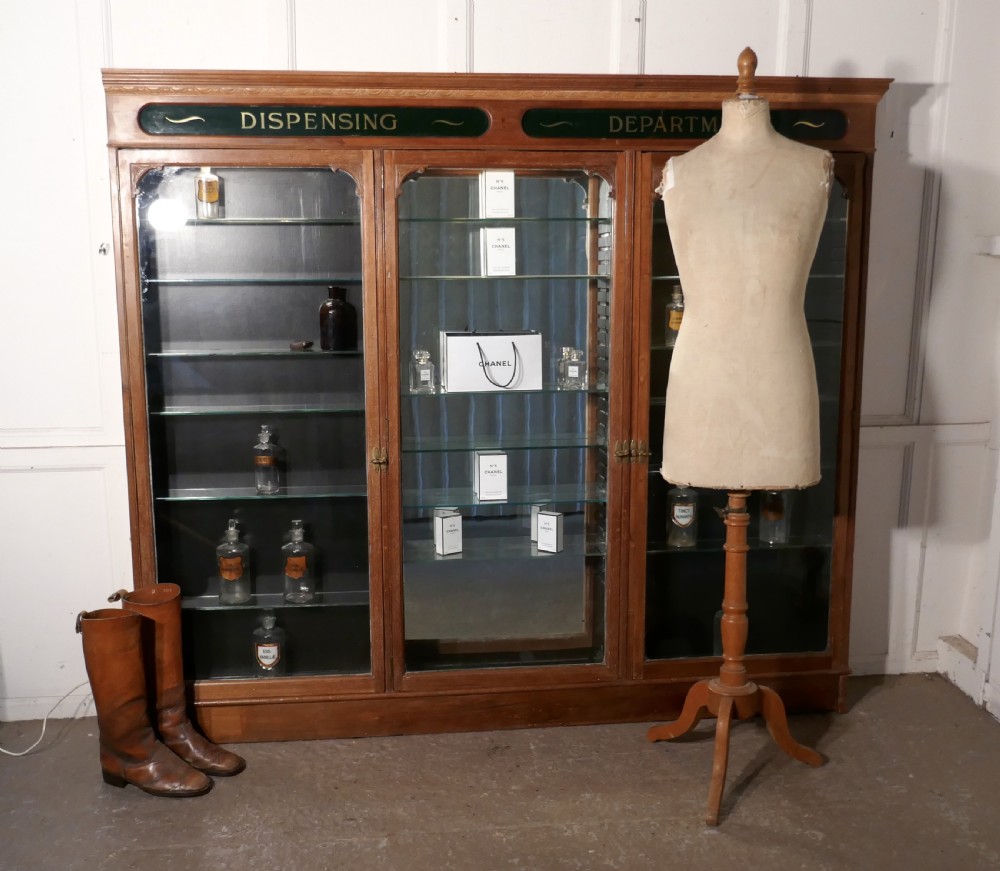 3 Door Edwardian Glazed Mahogany Chemists Pharmacy Cabinet  View VII