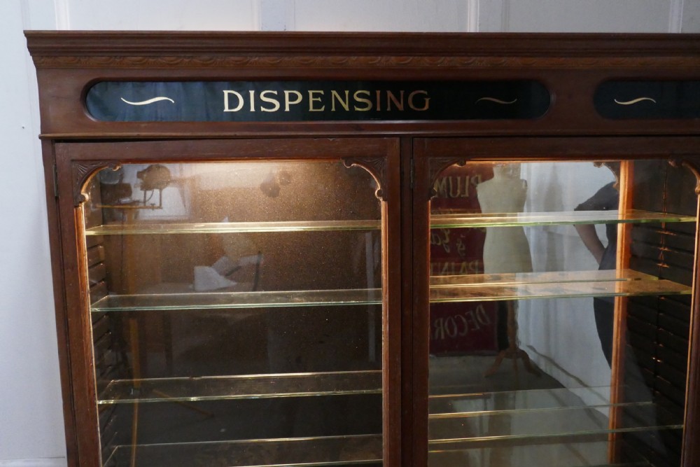 3 Door Edwardian Glazed Mahogany Chemists Pharmacy Cabinet  View IX