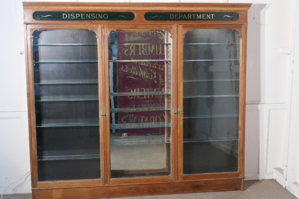 3 Door Edwardian Glazed Mahogany Chemists Pharmacy Cabinet  View XII