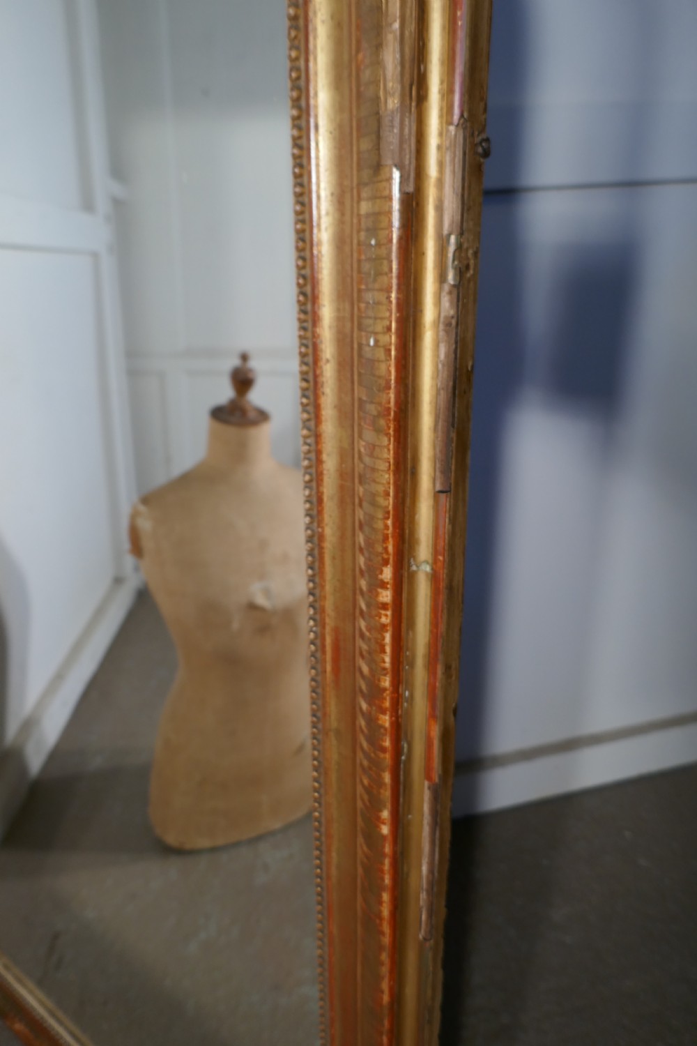 French 19th Century Shabby Gilt Louis Philippe Gold Mirror View V