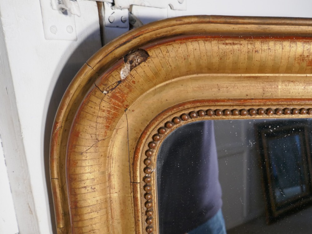 French 19th Century Shabby Gilt Louis Philippe Gold Mirror View VII