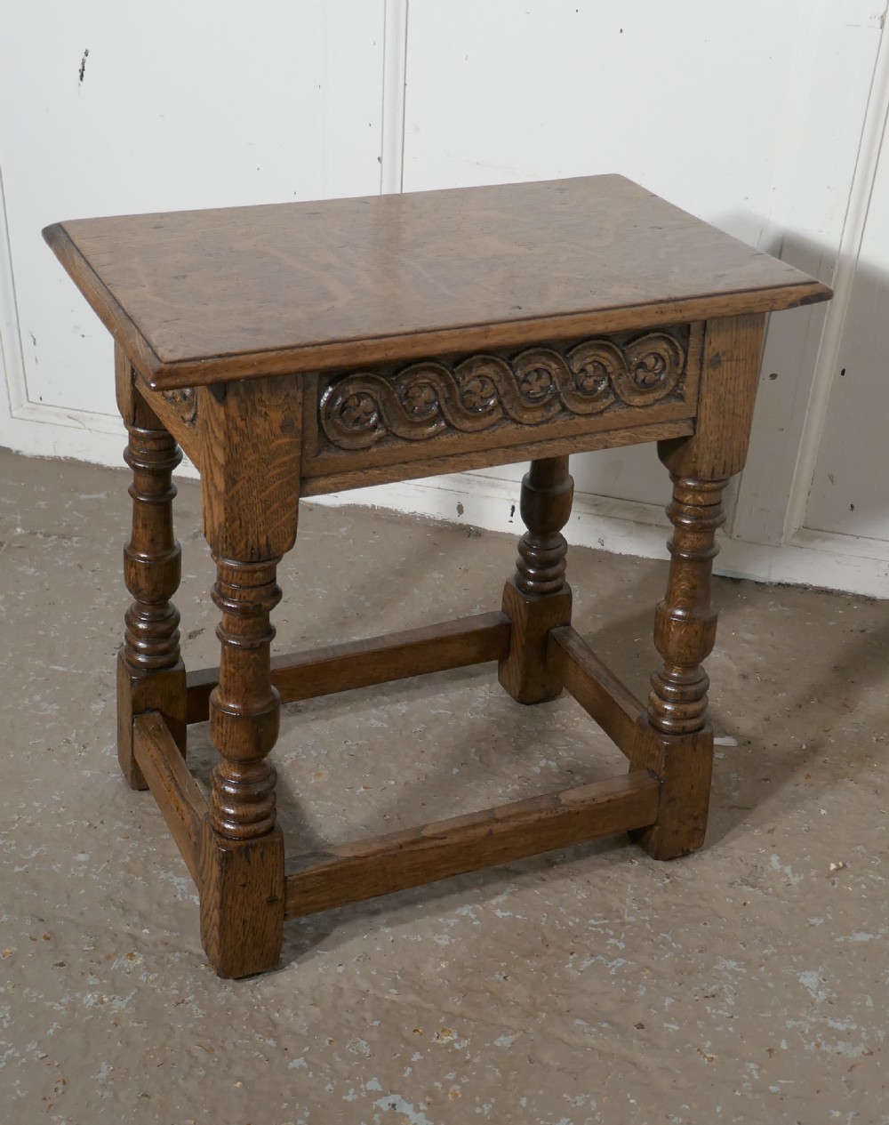 17th Century Style Ipswich Oak Joint or Coffin Stool View IV