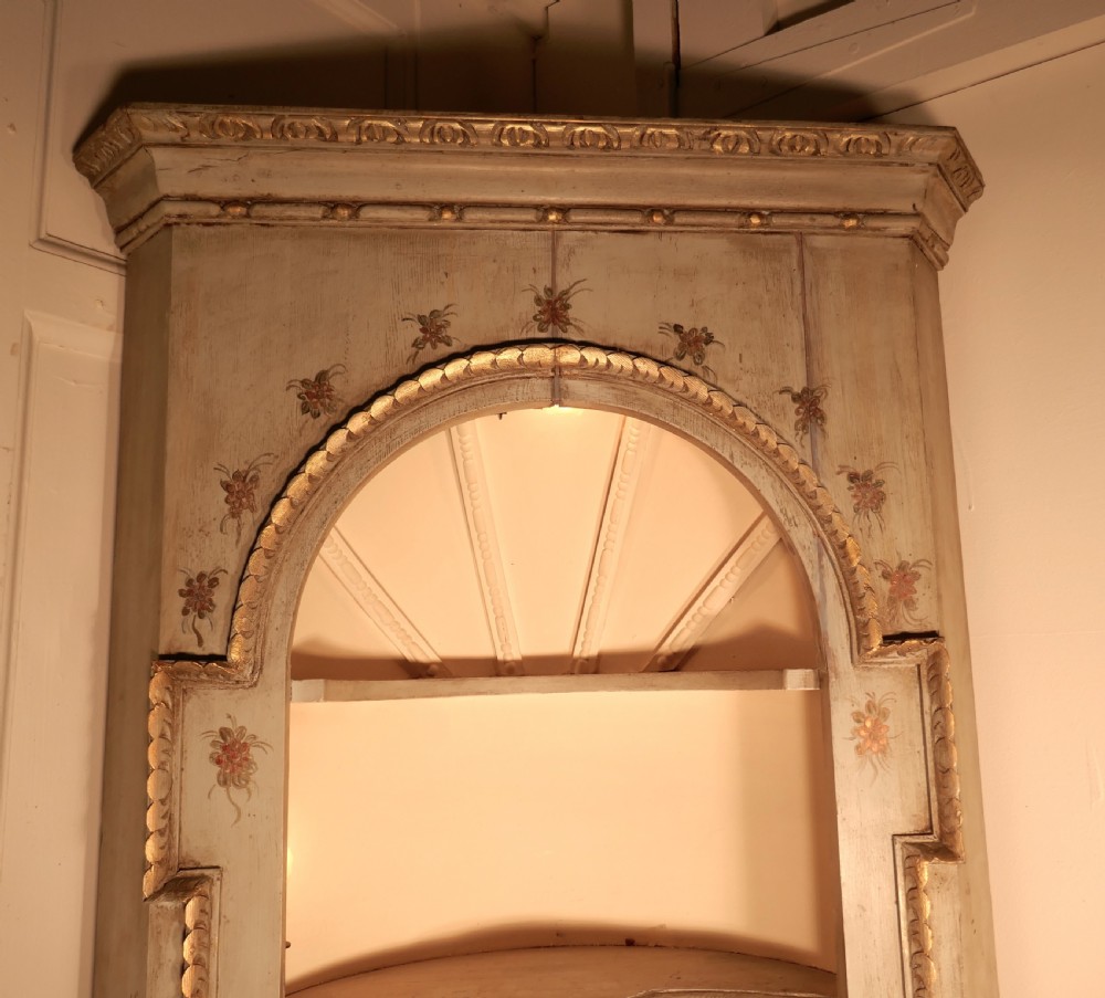 Edwardian Hand Painted Barrel Back Shelved Corner Cupboard View VI