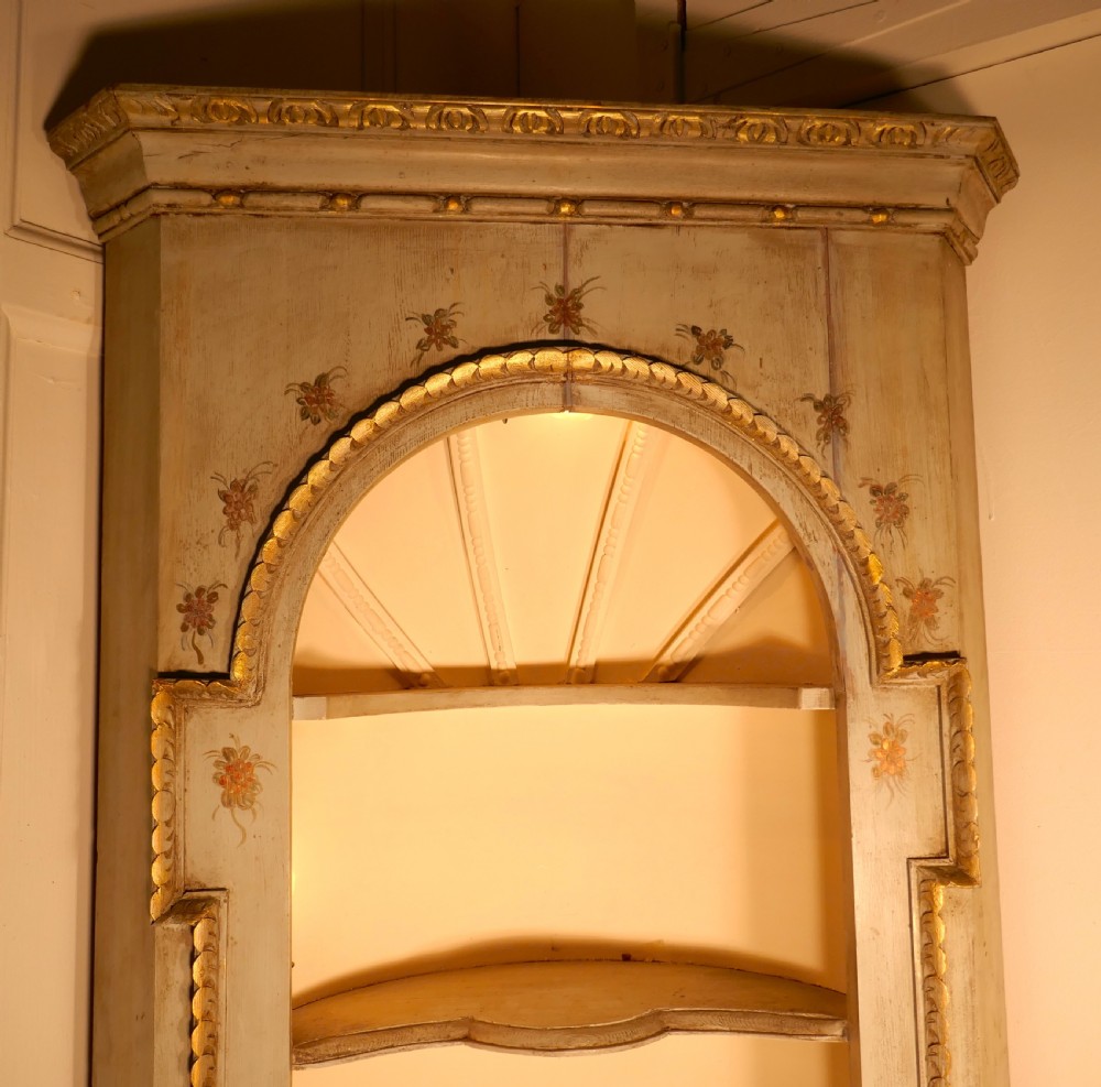 Edwardian Hand Painted Barrel Back Shelved Corner Cupboard View VII