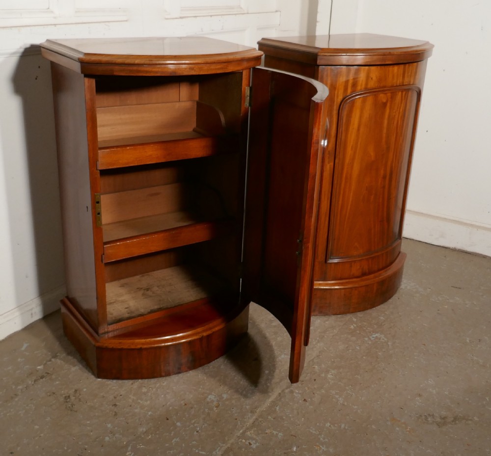 A pair of Victorian Flame Mahogany Pedestal Bedside Cabinets View V
