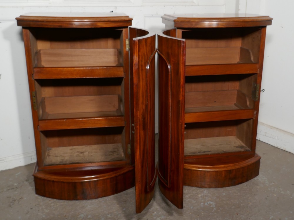 A pair of Victorian Flame Mahogany Pedestal Bedside Cabinets View VI