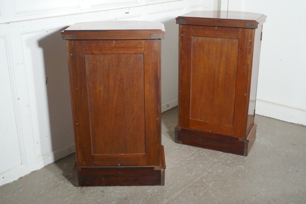 A pair of Victorian Flame Mahogany Pedestal Bedside Cabinets View VII