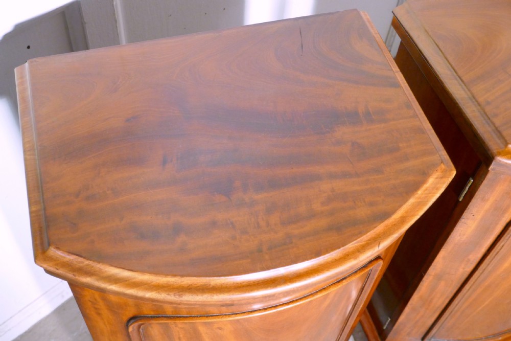 A pair of Victorian Flame Mahogany Pedestal Bedside Cabinets View VIII