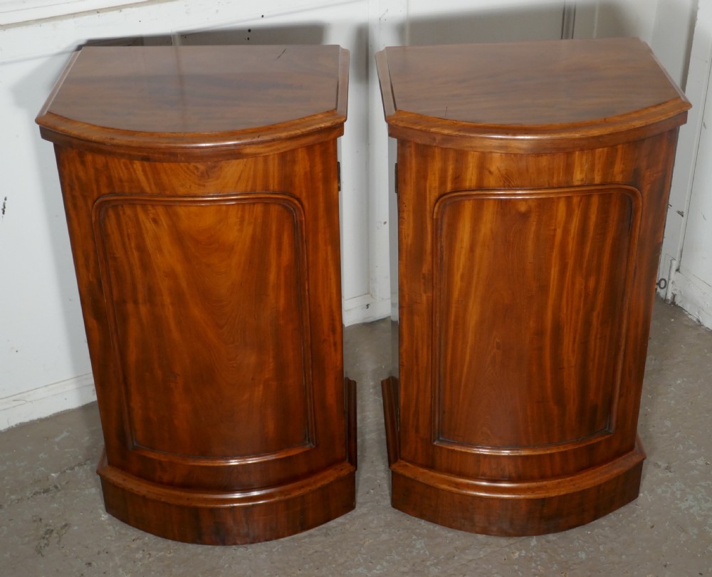A pair of Victorian Flame Mahogany Pedestal Bedside Cabinets View IX