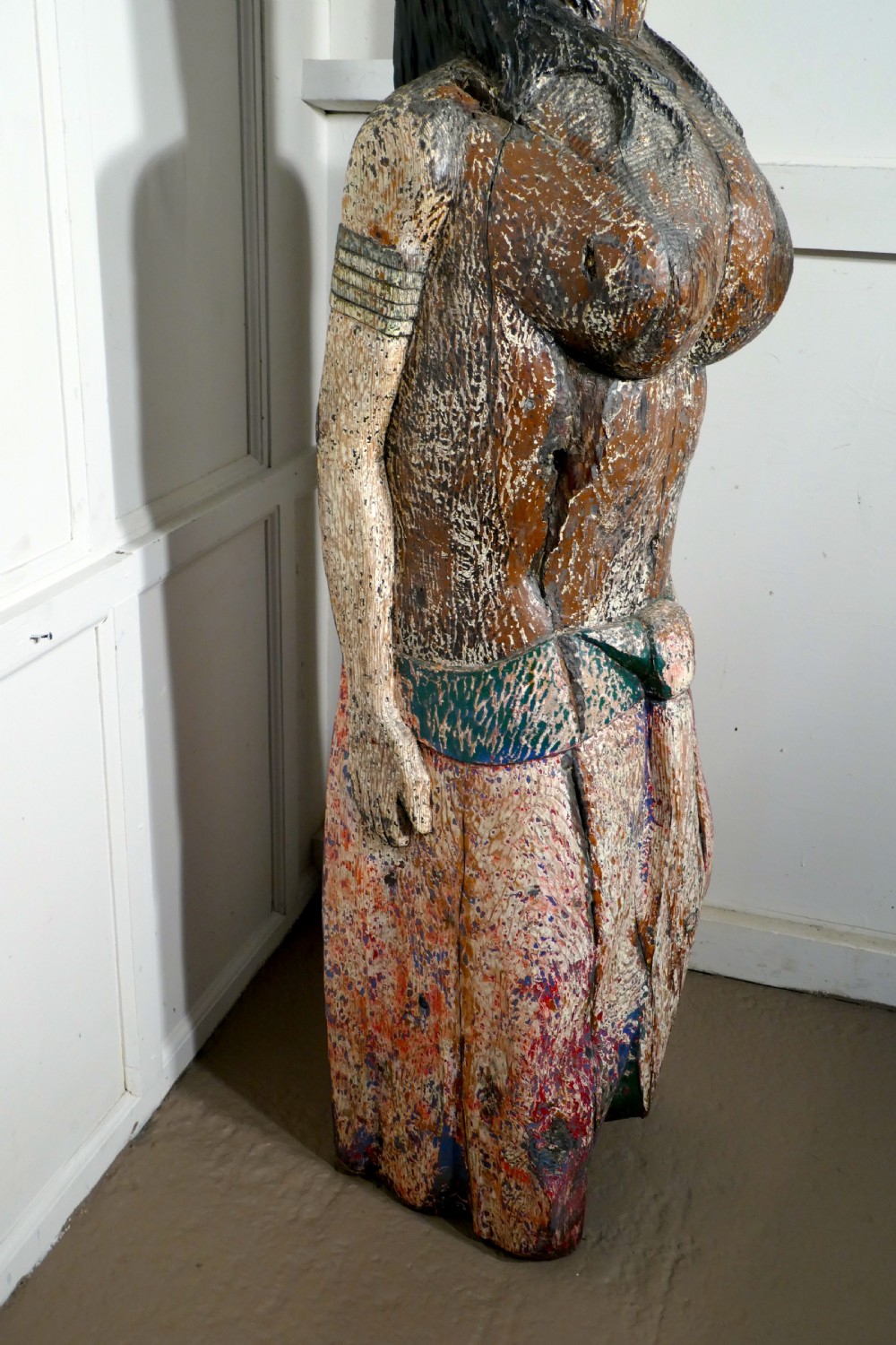 A Primitive19th Century Polynesian Ship’s Mast Head Figure, Distressed Original Paint  View IV