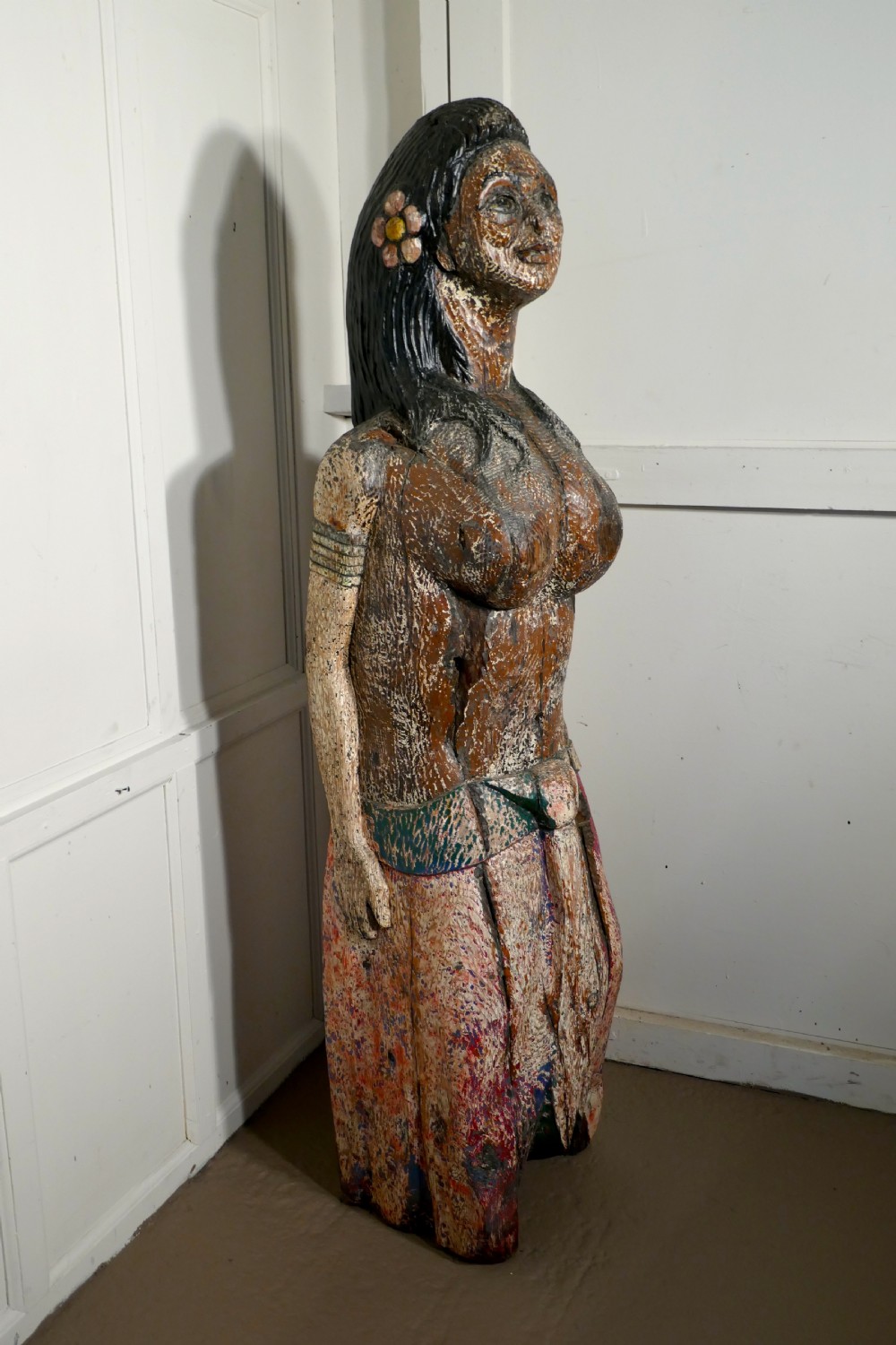 A Primitive19th Century Polynesian Ship’s Mast Head Figure, Distressed Original Paint  View VI
