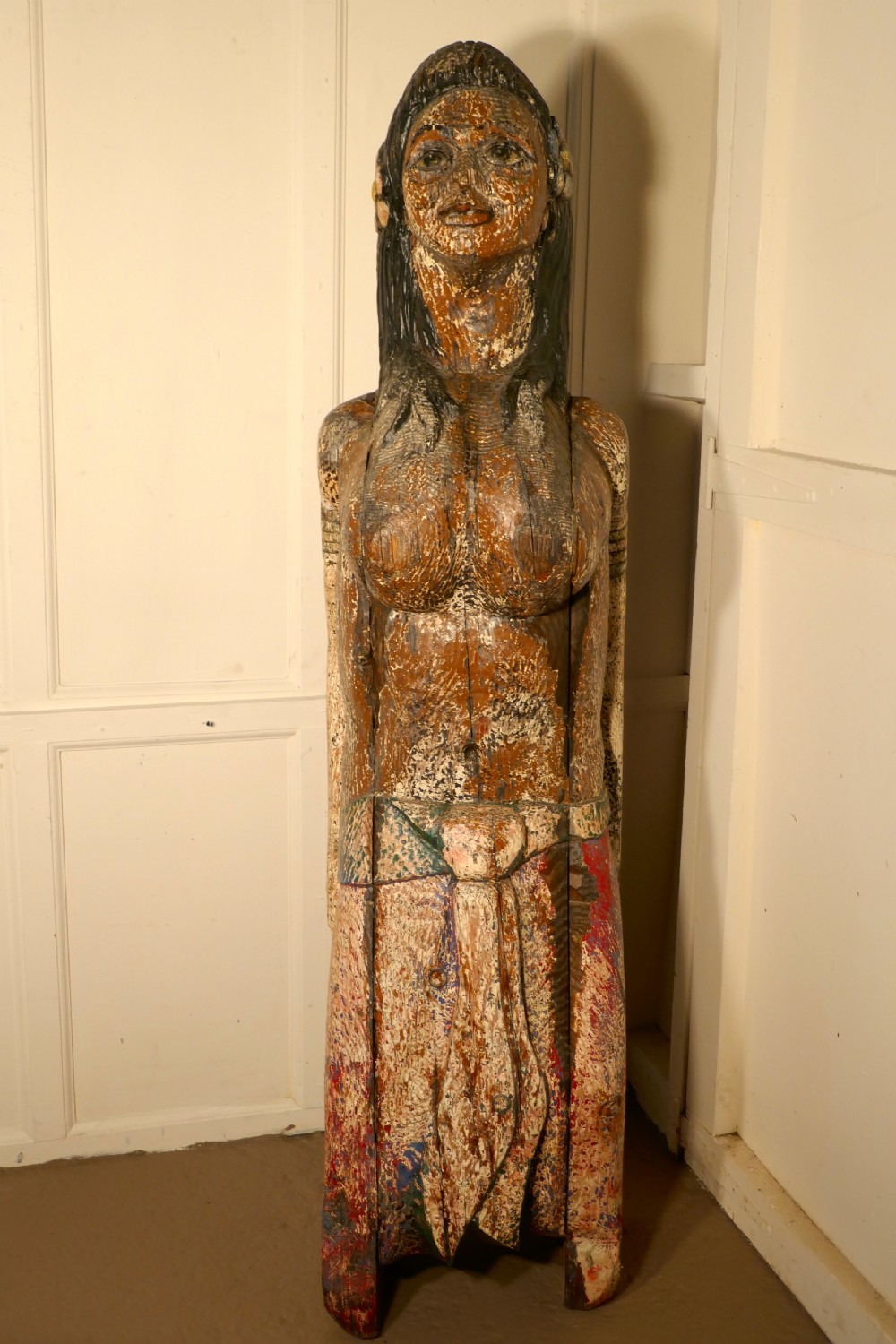 A Primitive19th Century Polynesian Ship’s Mast Head Figure, Distressed Original Paint  View VIII