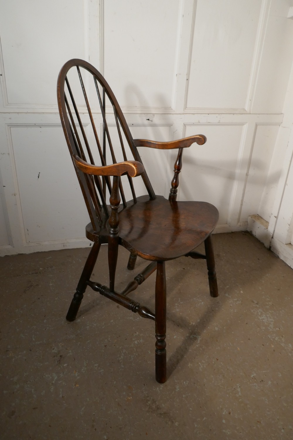 Arts and Crafts High Back English Windsor Carver Chair, 