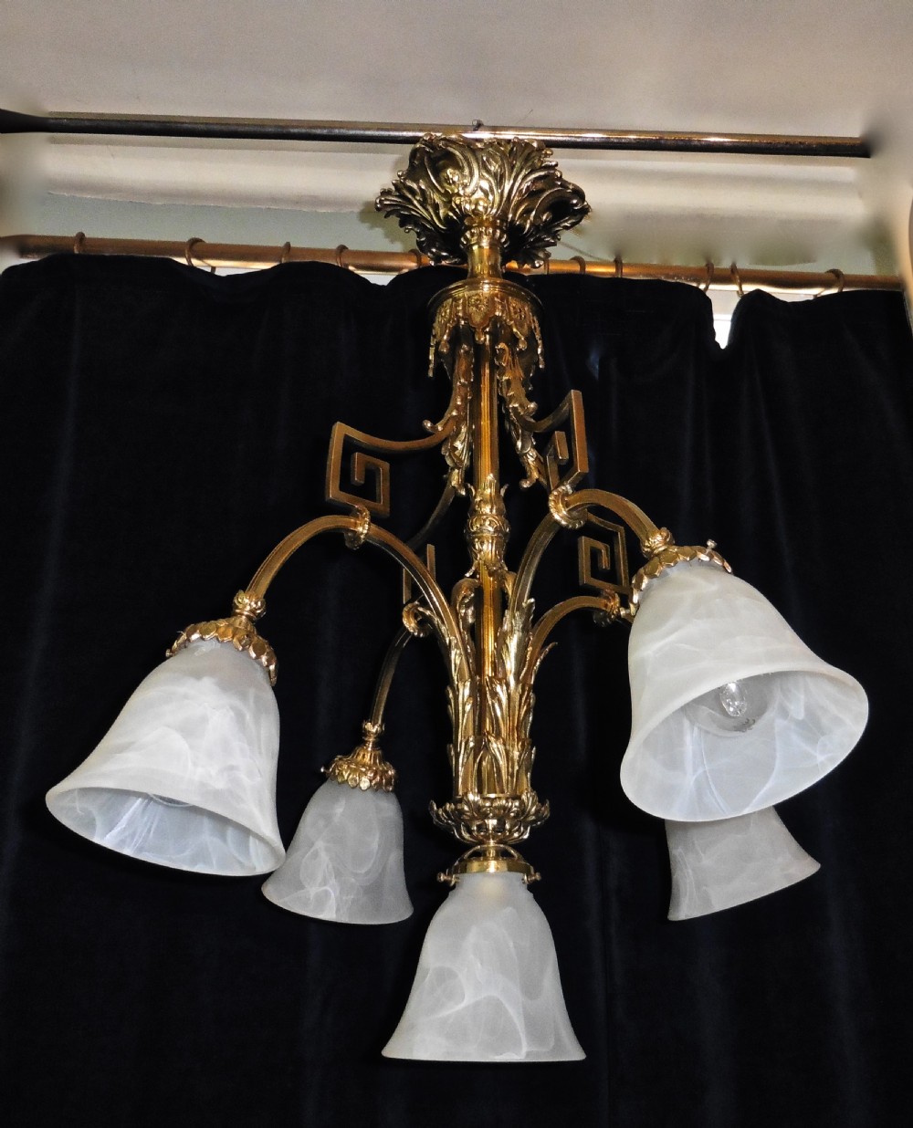 A French Gilded Brass Rococo Chandelier  View VI