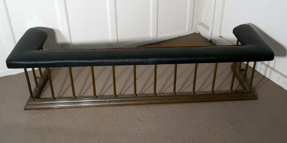 Very Large 19th Century Brass and Leather Club Fender View II