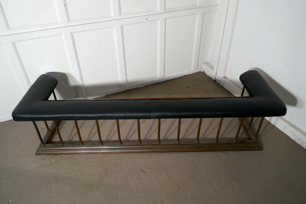 Very Large 19th Century Brass and Leather Club Fender View IV
