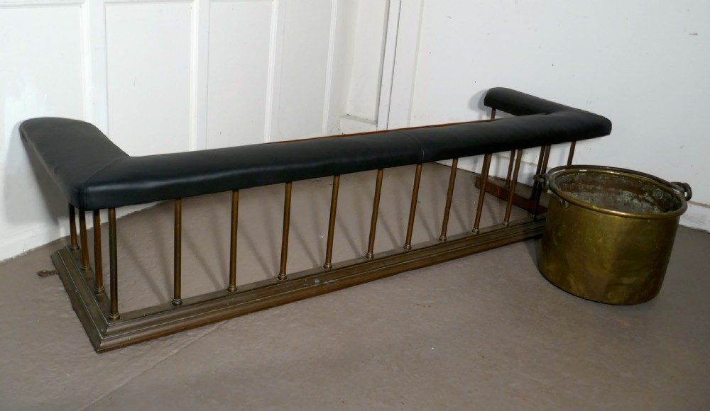 Very Large 19th Century Brass and Leather Club Fender View VI