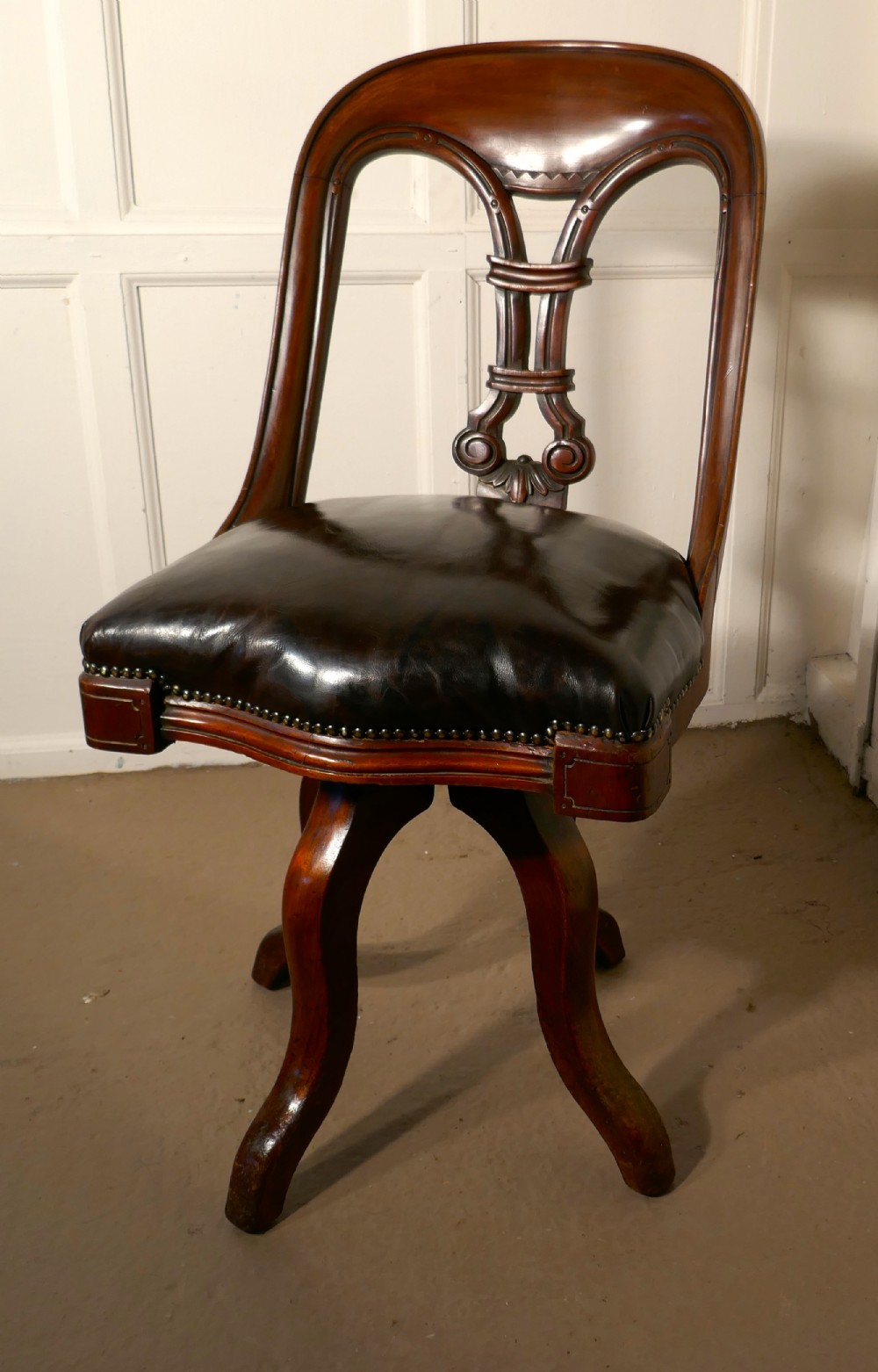 A Victorian Swivelling Mahogany Office Chair or Desk Chair  