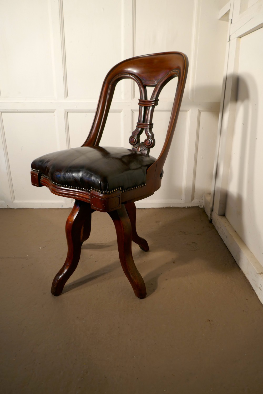 A Victorian Swivelling Mahogany Office Chair or Desk Chair   View IV