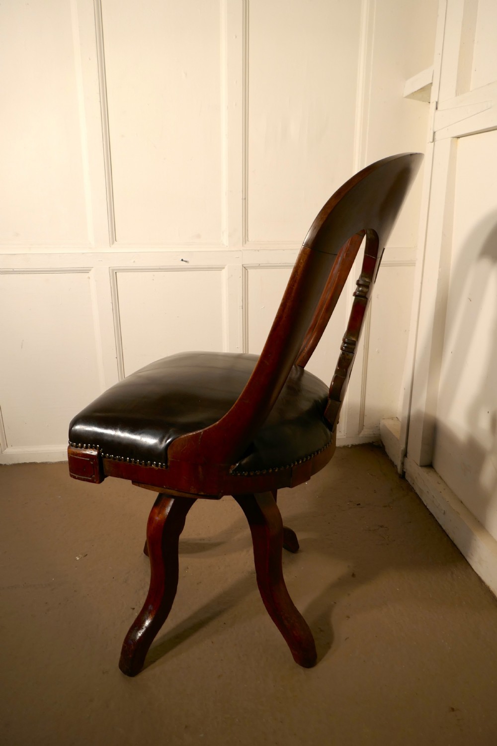 A Victorian Swivelling Mahogany Office Chair or Desk Chair   View V