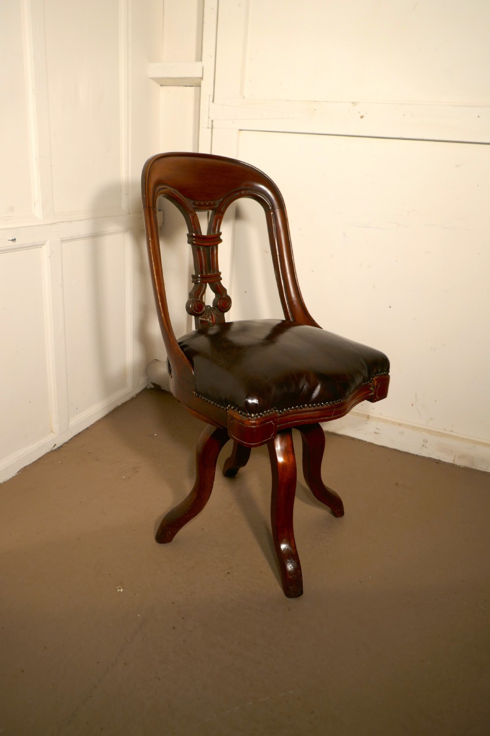 A Victorian Swivelling Mahogany Office Chair or Desk Chair   View IX