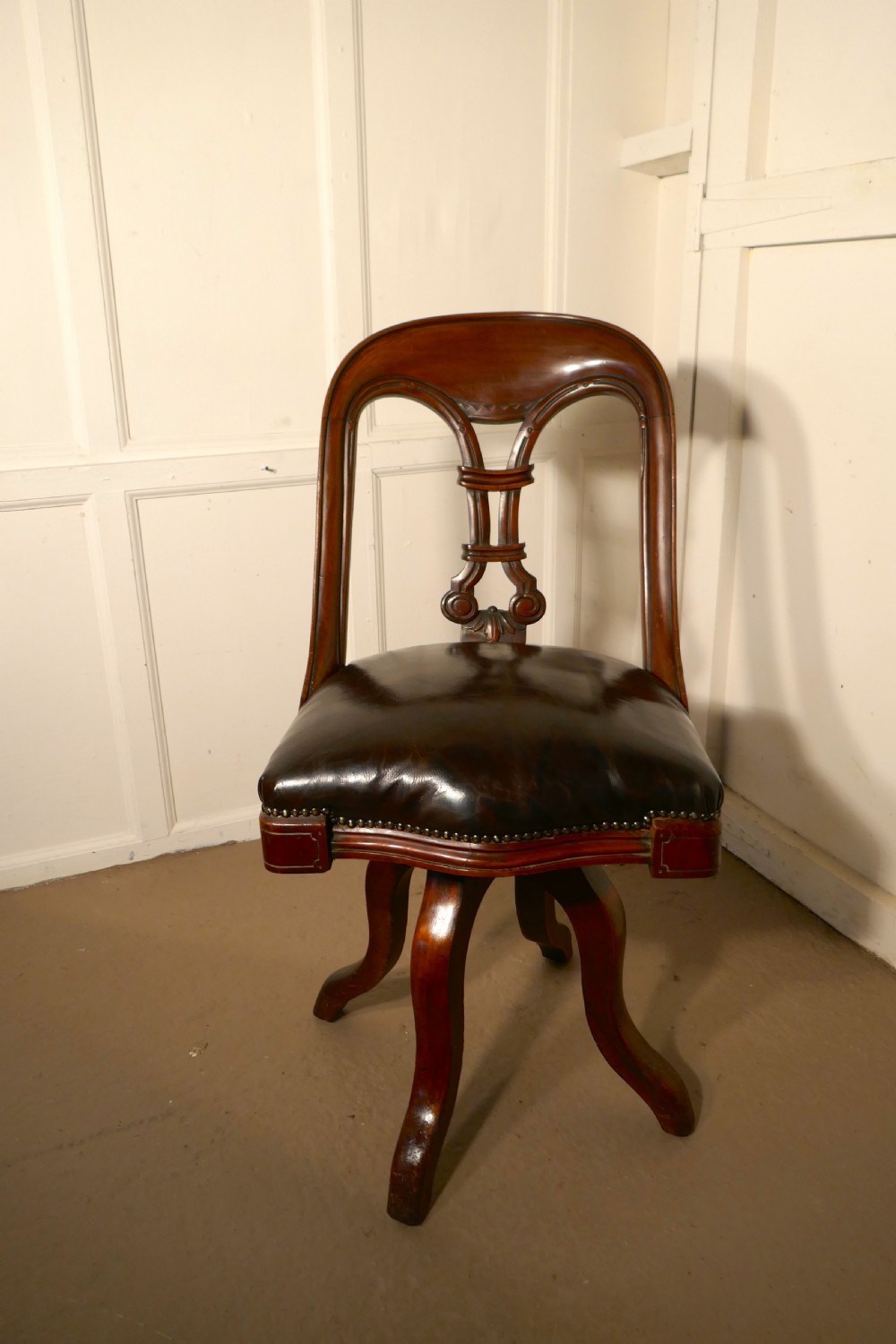 A Victorian Swivelling Mahogany Office Chair or Desk Chair   View X