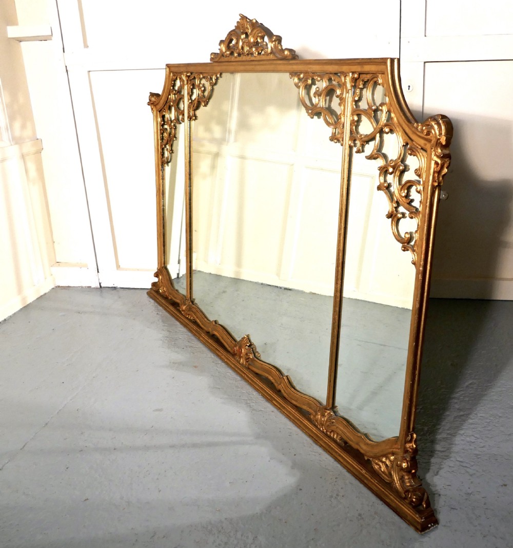 Very Large 19th Century Adams Style Gilt Over Mantle Wall Mirror View II