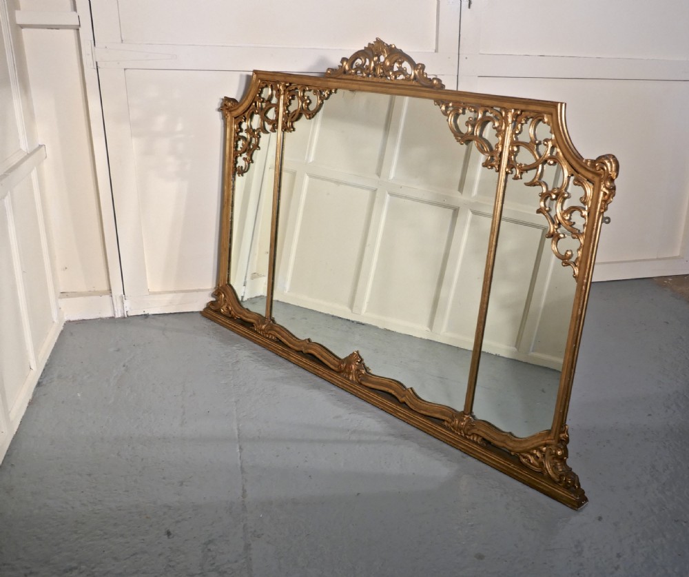 Very Large 19th Century Adams Style Gilt Over Mantle Wall Mirror View VI