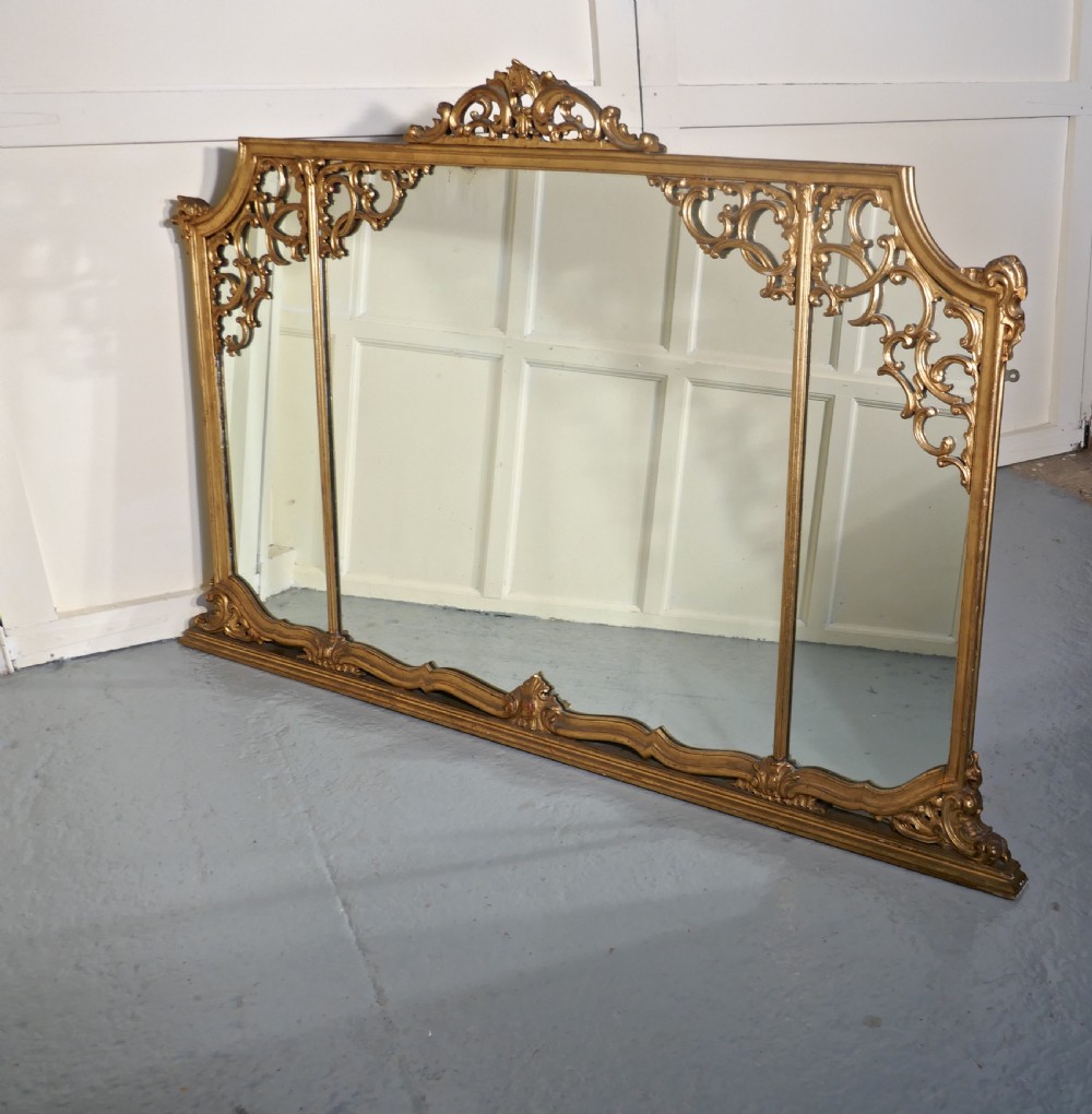 Very Large 19th Century Adams Style Gilt Over Mantle Wall Mirror View VII