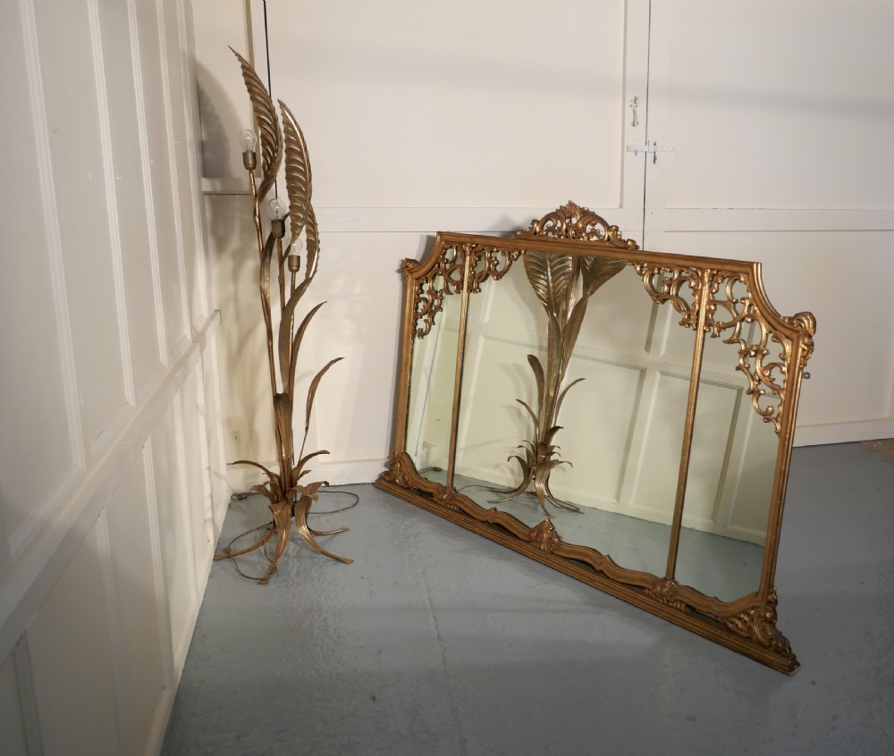 Very Large 19th Century Adams Style Gilt Over Mantle Wall Mirror View VIII