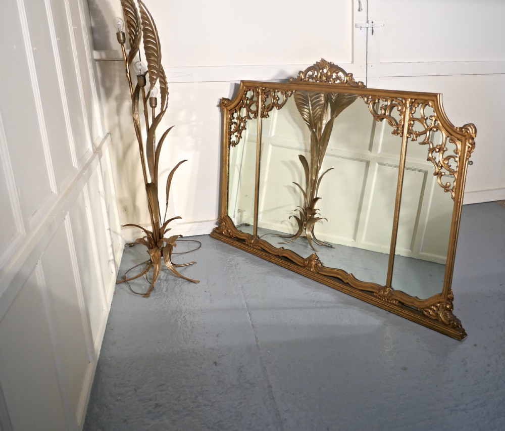 Very Large 19th Century Adams Style Gilt Over Mantle Wall Mirror View IX