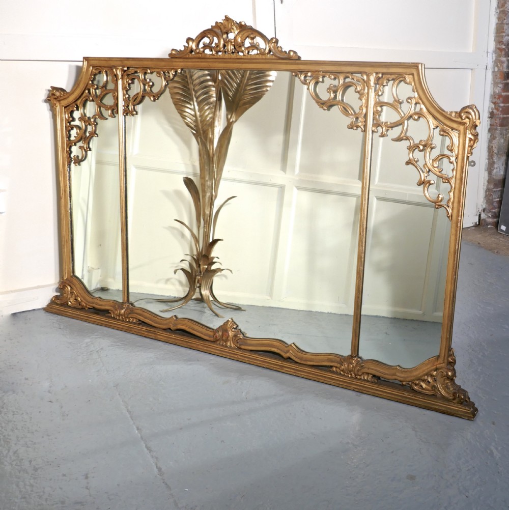 Very Large 19th Century Adams Style Gilt Over Mantle Wall Mirror View X