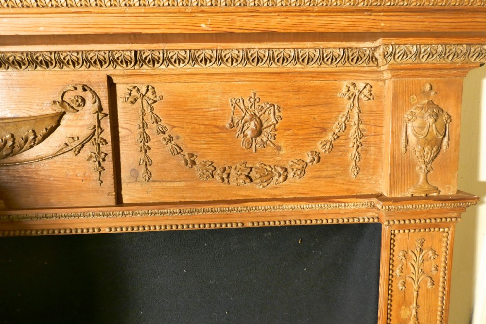 A Large 19th Century Adams Style Stripped Pine Fireplace. View VI