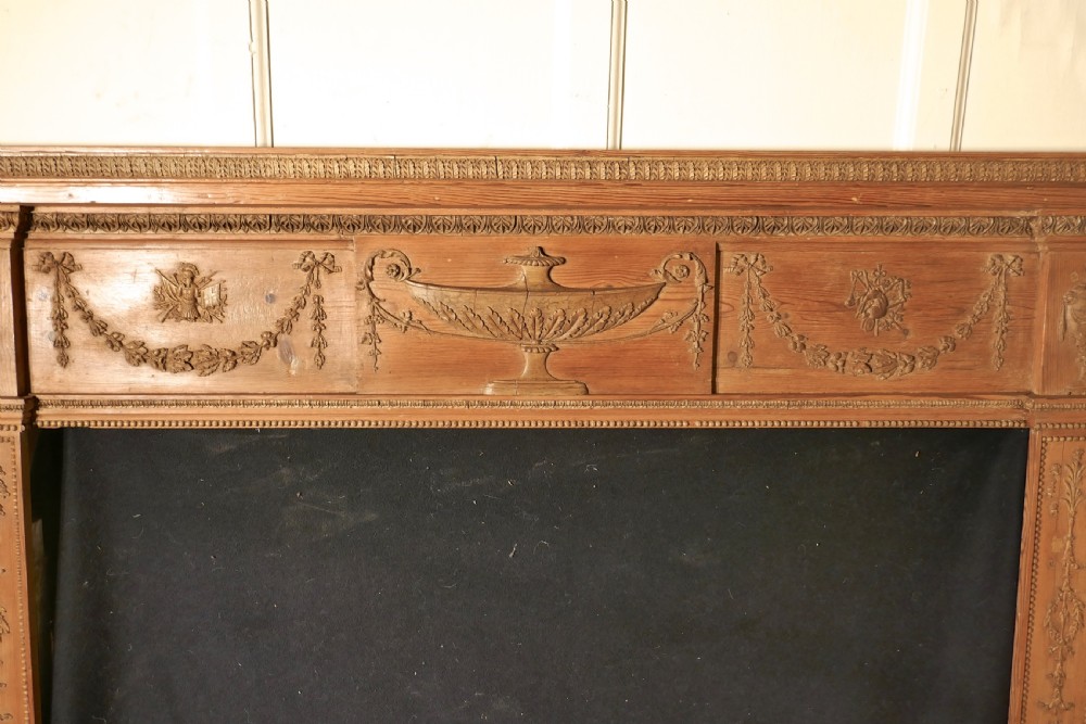 A Large 19th Century Adams Style Stripped Pine Fireplace. View VIII