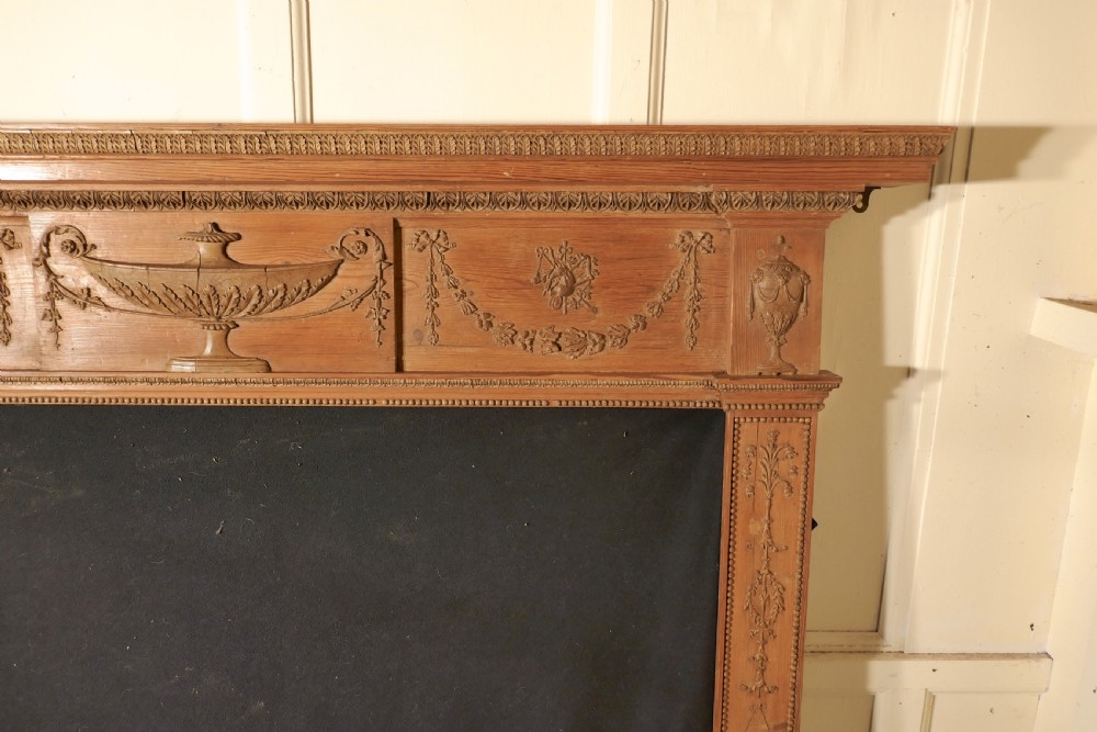 A Large 19th Century Adams Style Stripped Pine Fireplace. View IX