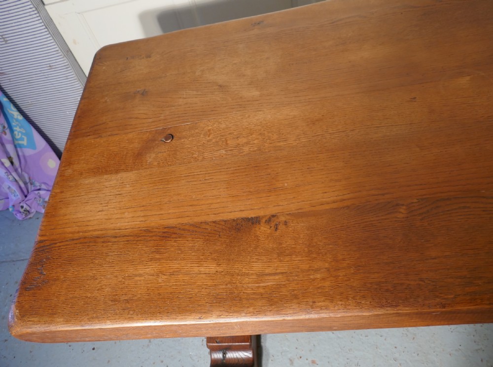 French Arts and Crafts Golden Oak Refectory Table   View XII
