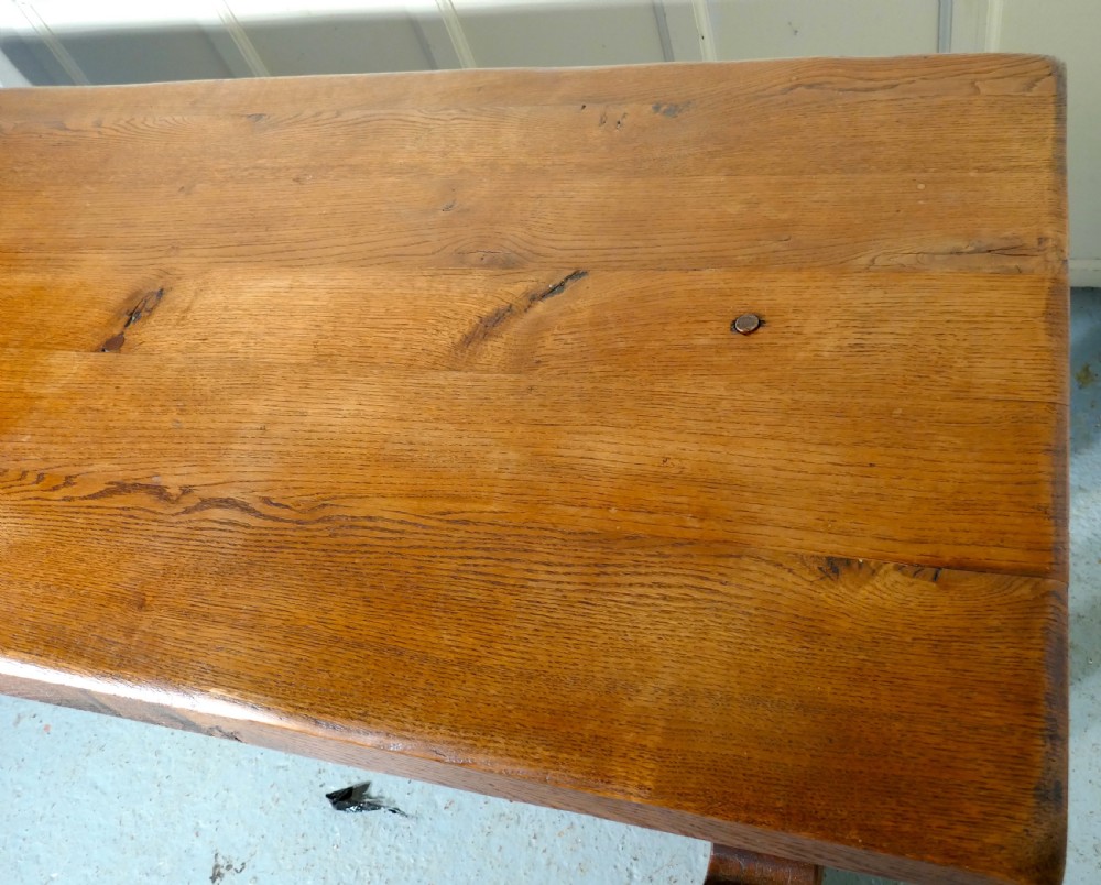 French Arts and Crafts Golden Oak Refectory Table   View II