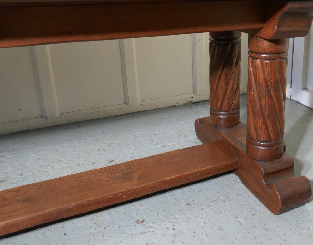 French Arts and Crafts Golden Oak Refectory Table   View IV